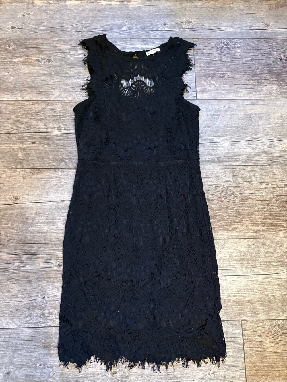 Main Strip Black Lace Sleeveless Mini Dress